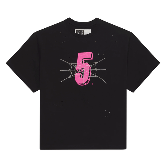 SP5DER PAVOUK RHINESTONE TEE BLACK