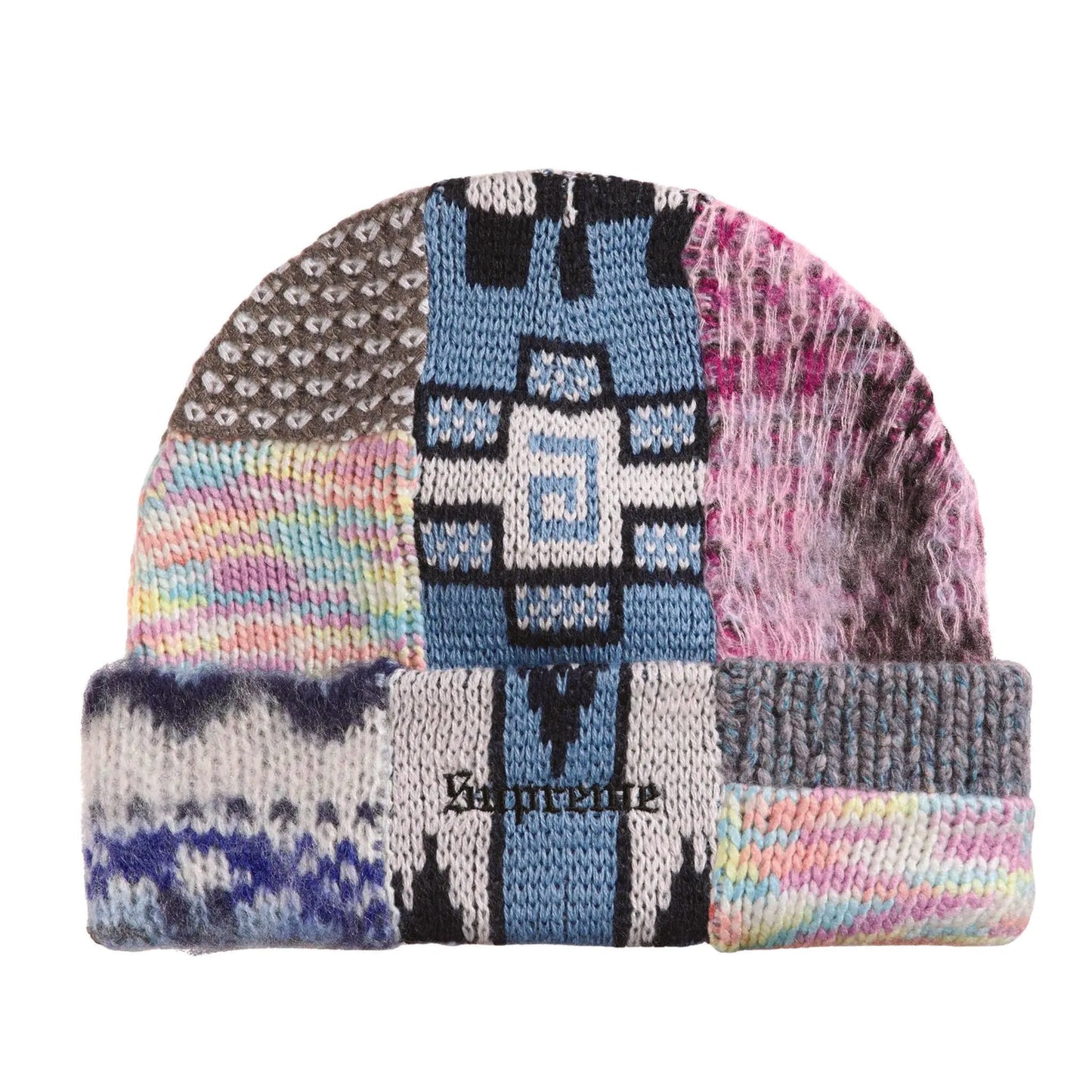 Supreme Patchwork Beanie Light Blue