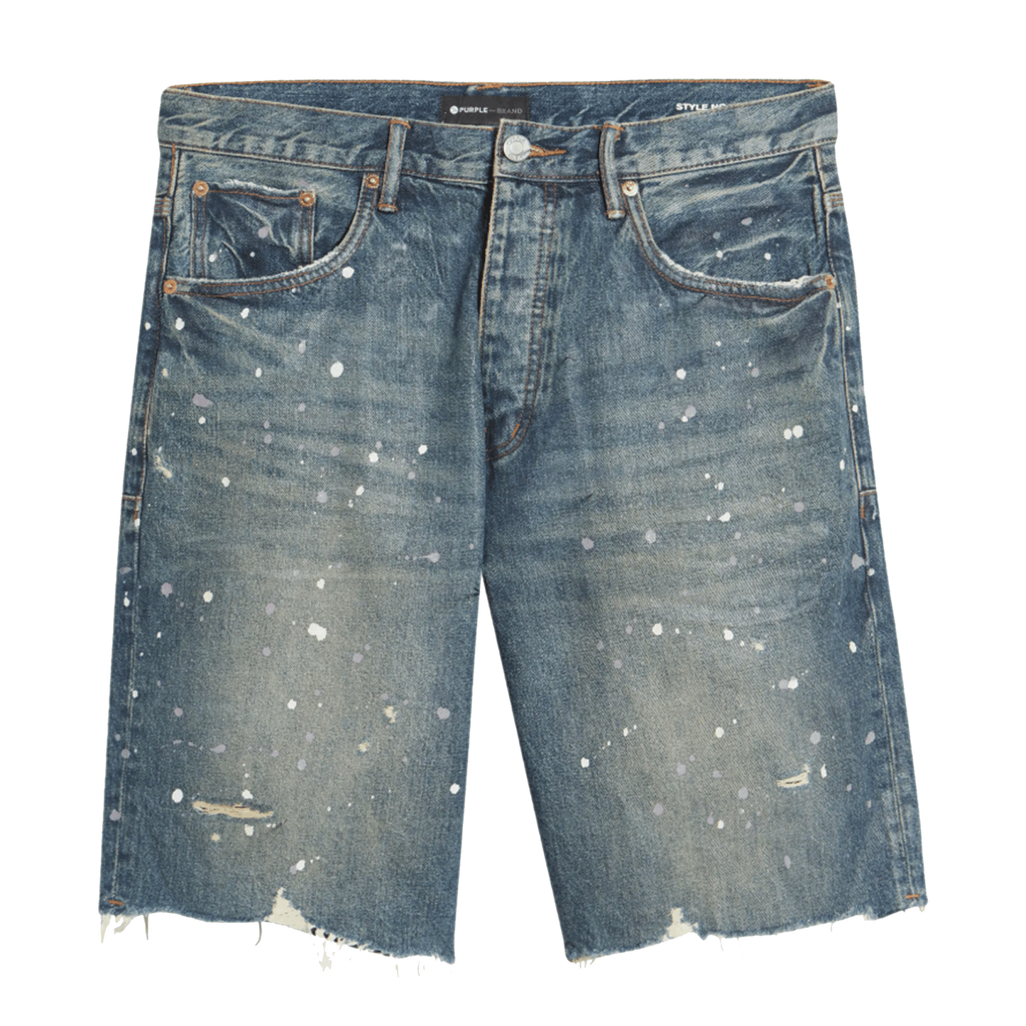 Purple Brand Bleach Splatter Denim Shorts