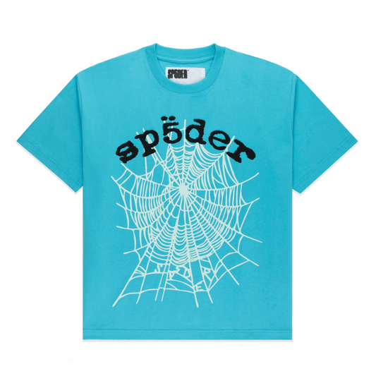 Sp5der OG Web V2 Tee Cyan