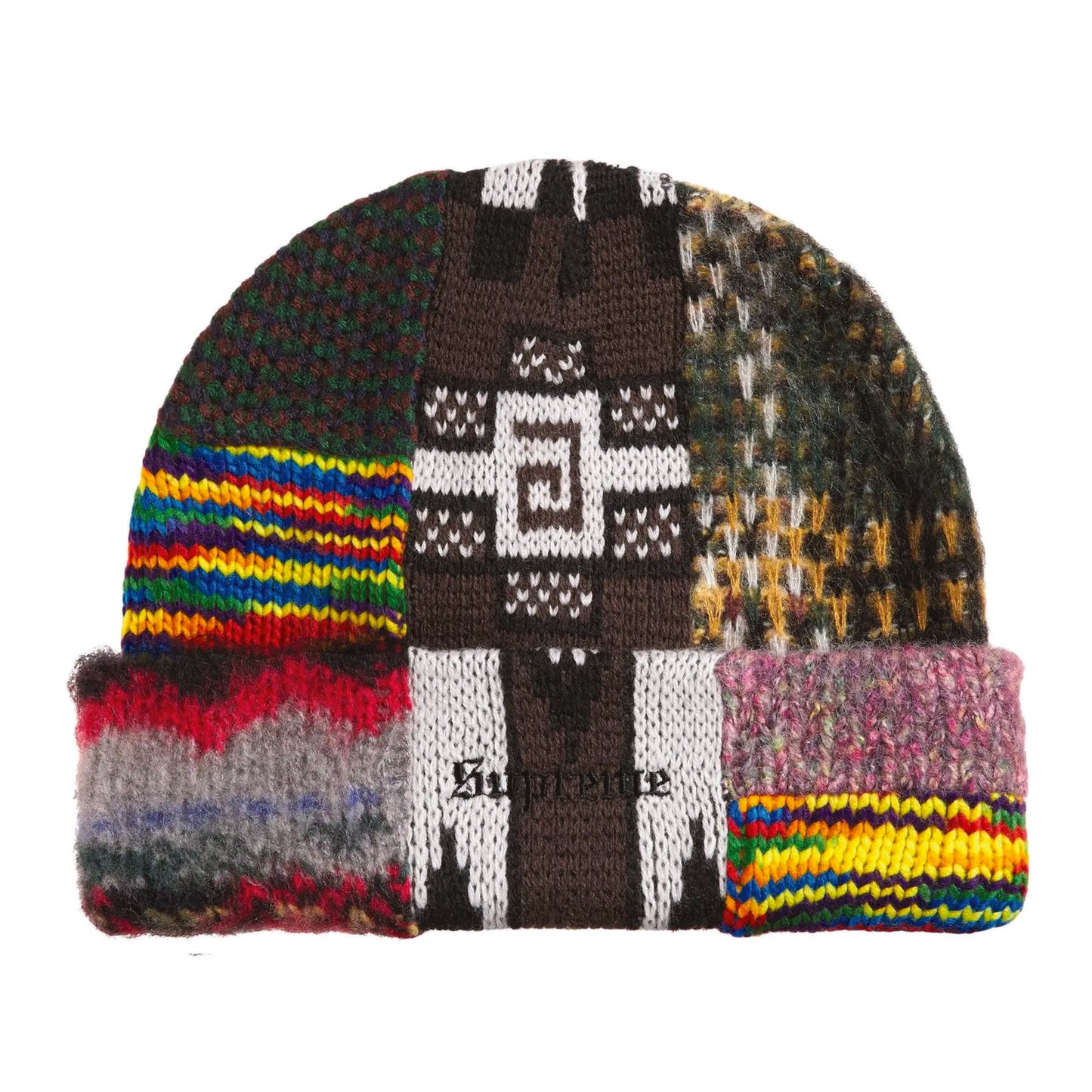 Supreme Patchwork Beanie Brown