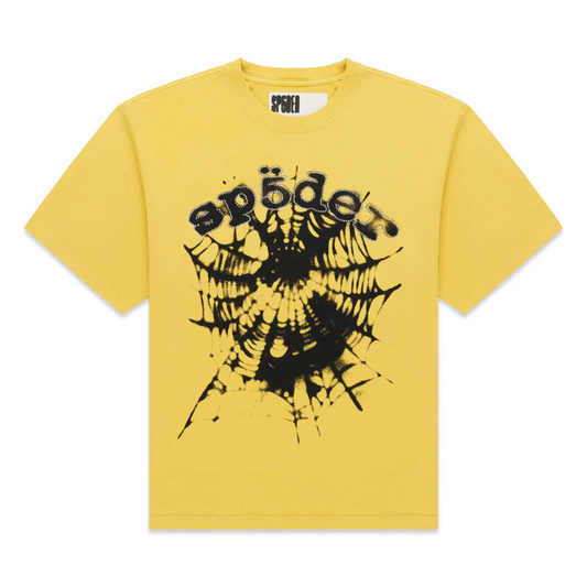 SP5DER SCATTERED OG WEB V2 TEE YELLOW