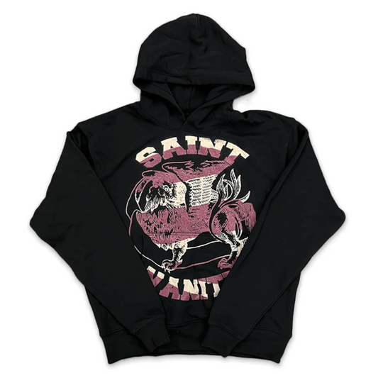 Saint Vanity Logo Hoodie Black Burgundy