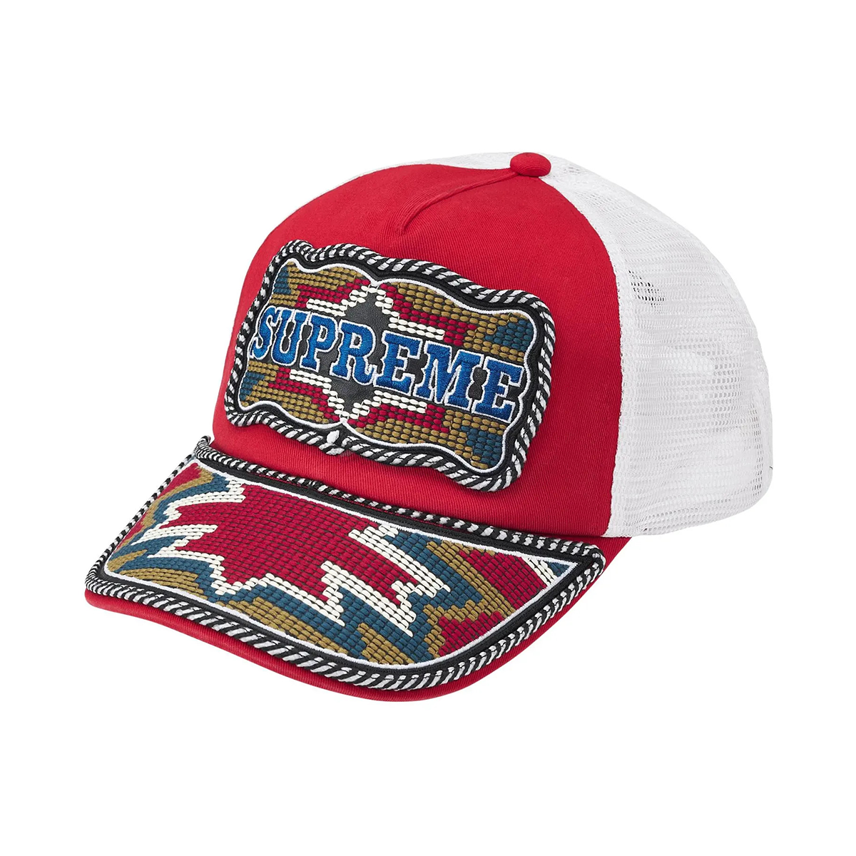 Supreme Western Embroidered Mesh 5-Back Panel Red