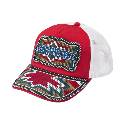 Supreme Western Embroidered Mesh 5-Back Panel Red