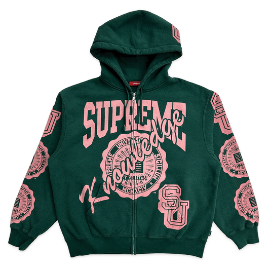 Supreme Knowledge Reigns Zip Up Hooded Sweatshirt Dark Green