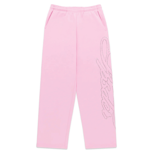 SP5DER RHINESTONE SCRIPT WIDE LEG SWEATPANT LIGHT PINK
