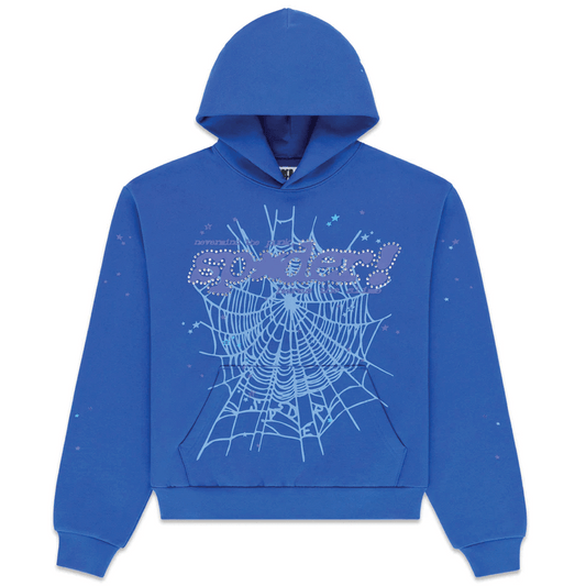 SP5DER RHINESTONE PUNK V2 HOODIE BLUE