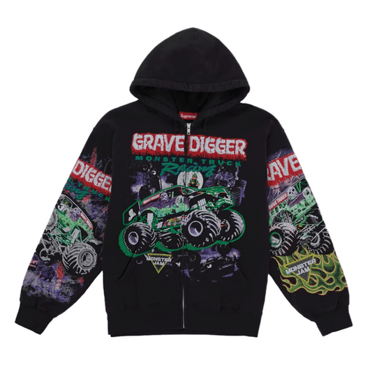 Supreme Grave Digger Zip Up Hooded Sweatshirt Black