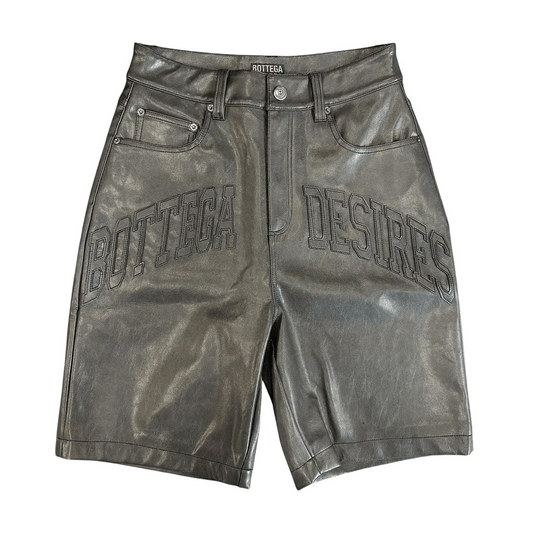 Bottega Desires Leather Shorts Grey