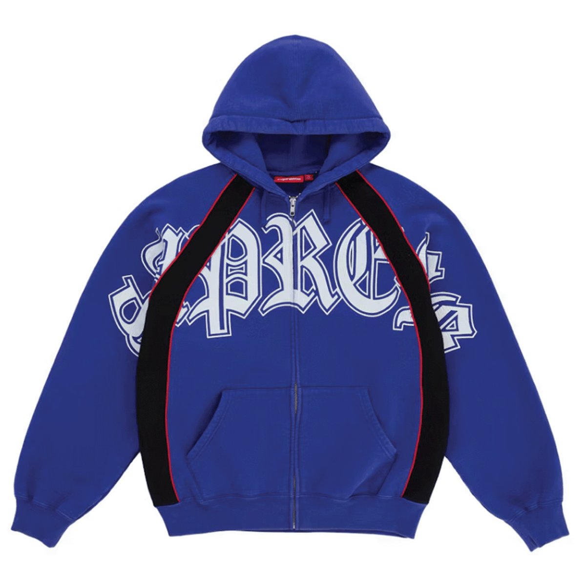 Supreme Paneled Zip Up Hooded Sweatshirt Blue