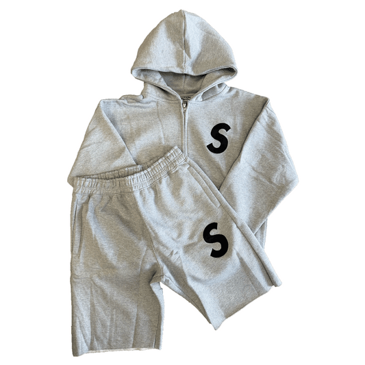 Solitaire S Logo Sweatsuit Grey Black Set