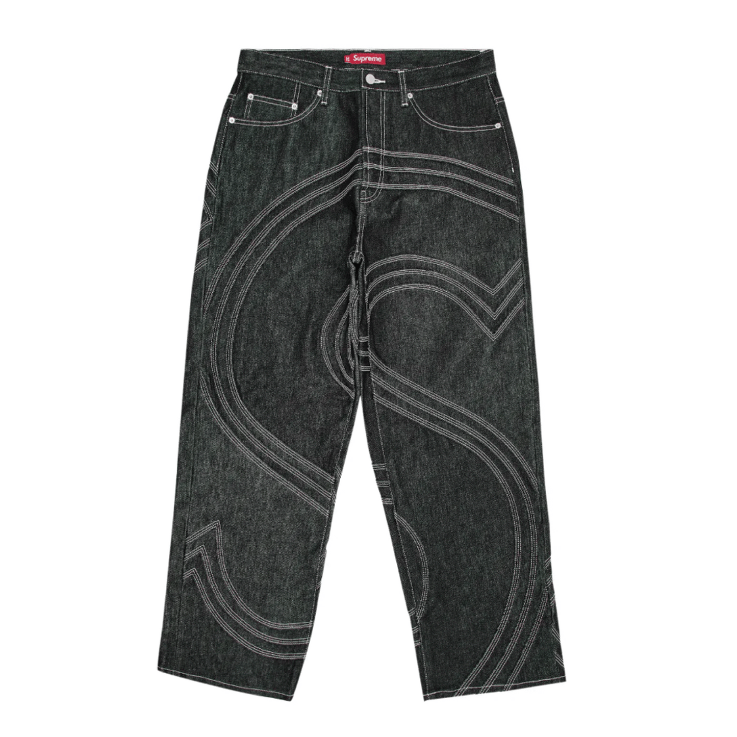 Supreme S Logo Rigid Baggy Jean Black