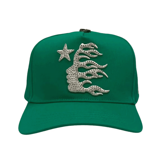 Hellstar OG Logo Rhinestone Cap Green