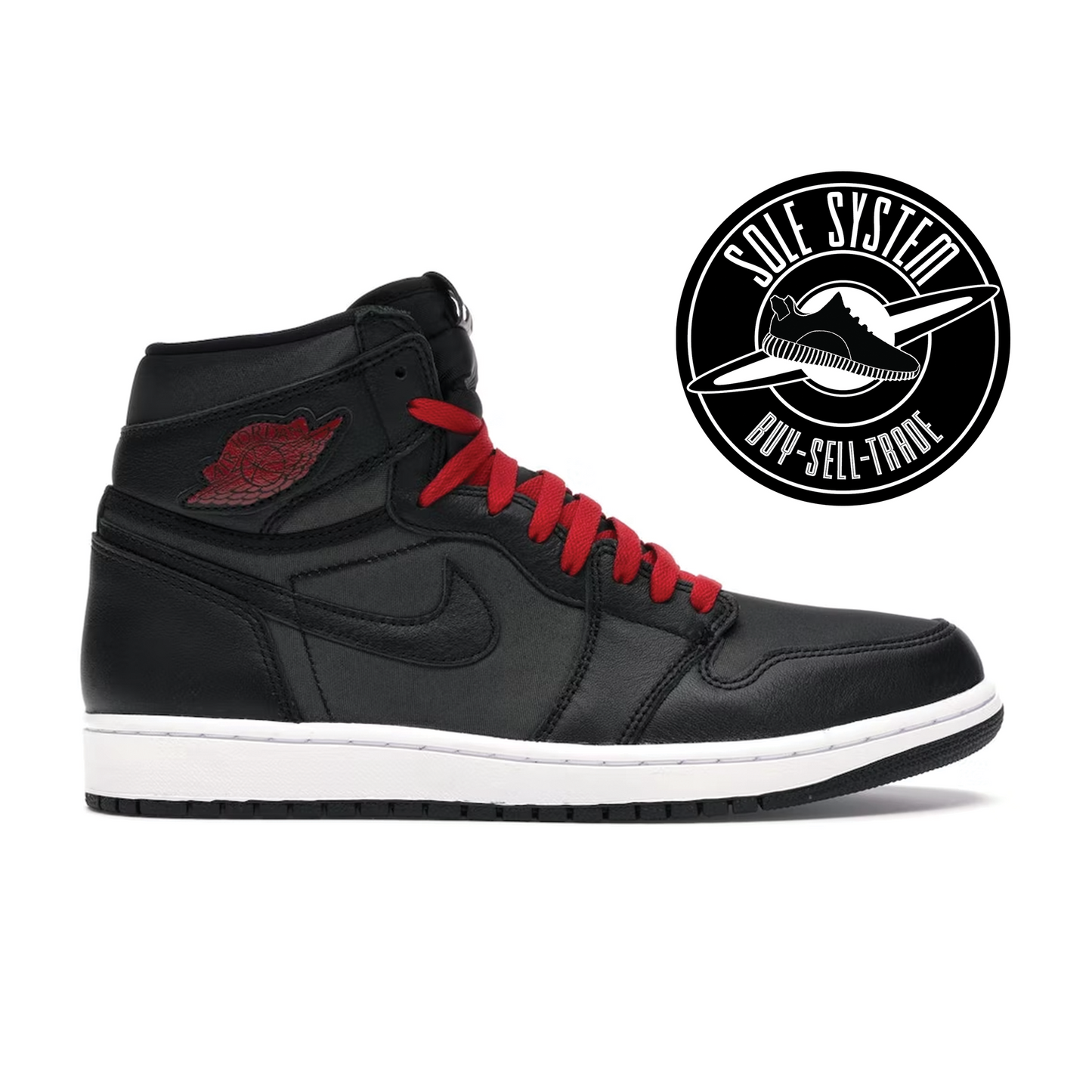 Jordan 1 Retro High Black Satin Gym Red